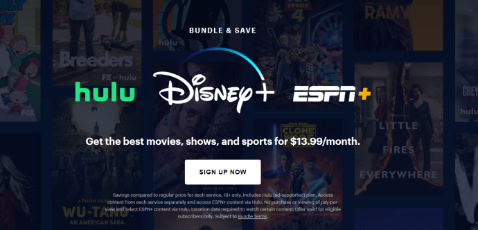 Strona pakietów Hulu, Disney+ i ESPN+