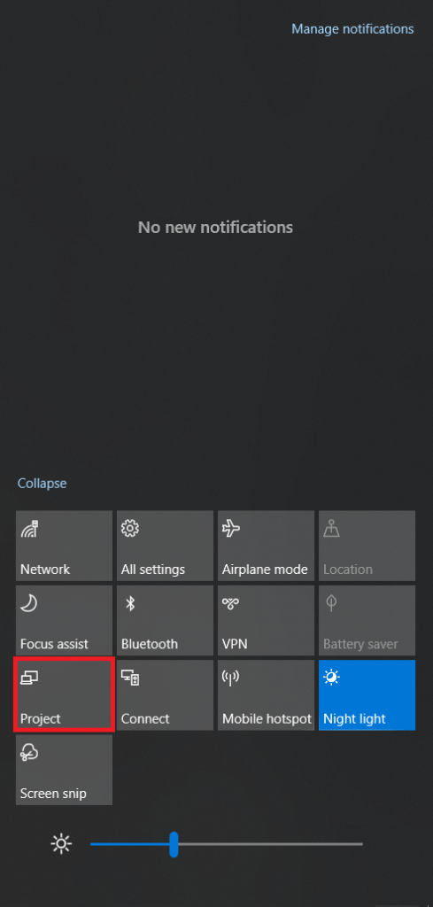 Przycisk projektu Windows 10