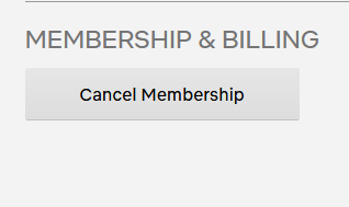 Przycisk anulowania członkostwa w serwisie Netflix