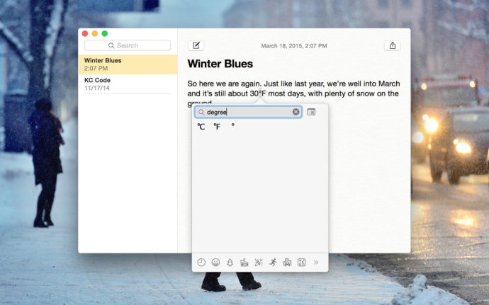 డిగ్రీ చిహ్నం mac OS x ప్రత్యేక అక్షరాలు