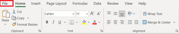 Excel izvēlne