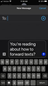 vidarebefordra text till e-post på iOS